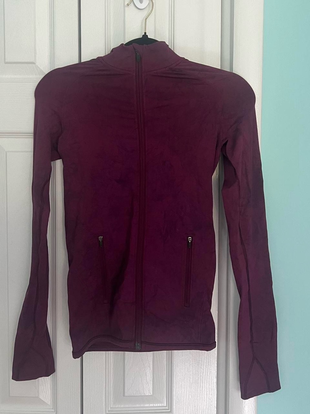 lululemon athletica Long Sleeve Zip Jacket in Deep Plum